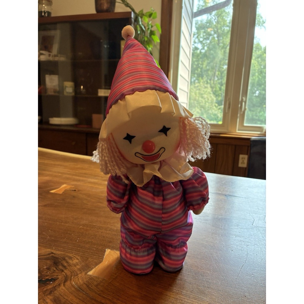 Faratak Vintage Clown 1980s Wind-Up with Rotating Head Music Plays Working